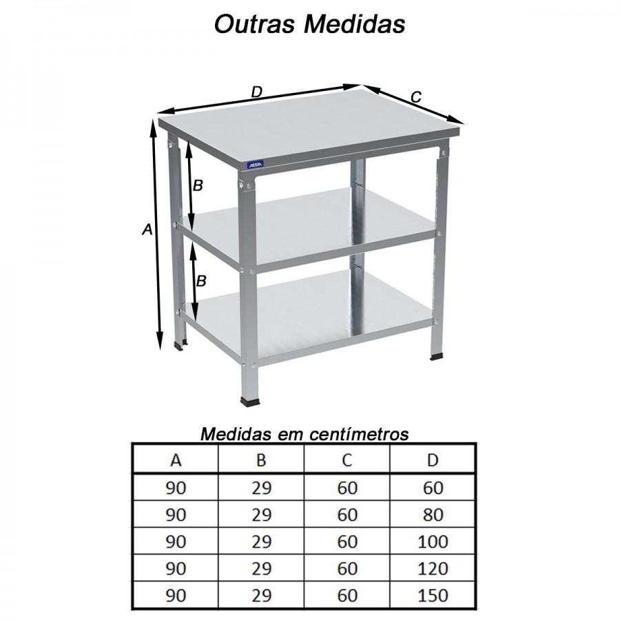 Mesa de Inox Paneleiro Duplo 60 x 100 - Aisa